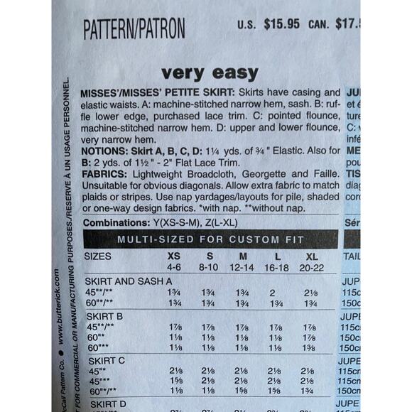 Butterick Pattern 4993 skirt swing sz M - Picture 3 of 7